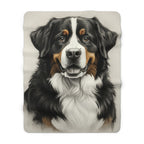 Bernese Mountain Dog Charcoal Portrait Sherpa Fleece Blanket | Dog Lover Gift — secondary view