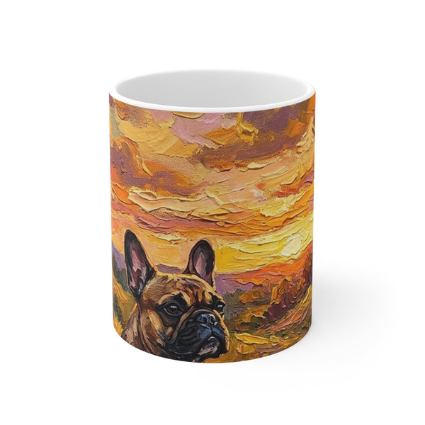 French Bulldog Sunset Prairie Gift Set — Mug + Coaster + Sticker | Tritan