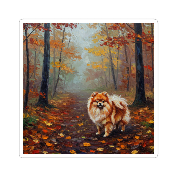 Acrylic Pomeranian - Autumn Woods | Kiss-Cut Stickers
