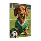 Dachshund Oil Painting Soccer Portrait Stretched Canvas Wall Art | Funny Dog Decor Gift | Pet Lover Home Art