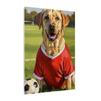 Labrador Retriever Oil Painting Soccer Portrait Canvas, Lab Dog Wall Art Decor, Sports Fan Gift for Home, Pet Art