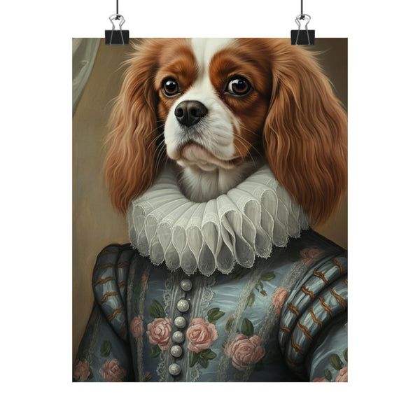 Cavalier King Charles Spaniel Renaissance Royal Portrait Matte Poster, Regal Dog Art Print, Cavalier King Charles Spaniel Lover Gift, Wall Art