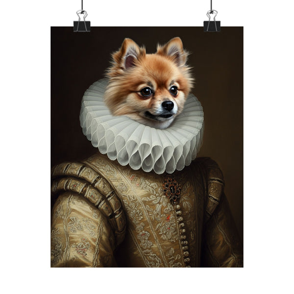 Pomeranian Renaissance Royal Portrait Matte Poster, Regal Dog Art Print, Pomeranian Lover Gift, Wall Art