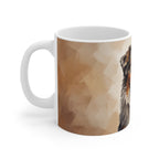 Australian Shepherd Low Poly Monochrome Gold Ceramic Mug 11oz | Dog Lover Gift