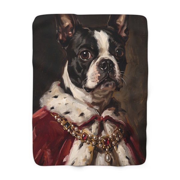 Boston Terrier Kings & Queens Royal Portrait Regal Throw Blanket | Premium Dog Art | Tritan