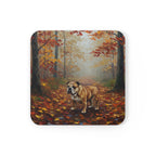 Acrylic English Bulldog - Autumn Woods | Cork Back Coaster