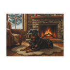 Rottweiler Painting Canvas Wall Art, Dog Lover Gift, Pet Portrait, Acrylic Original Style Print, Home Decor, Stretched Canvas