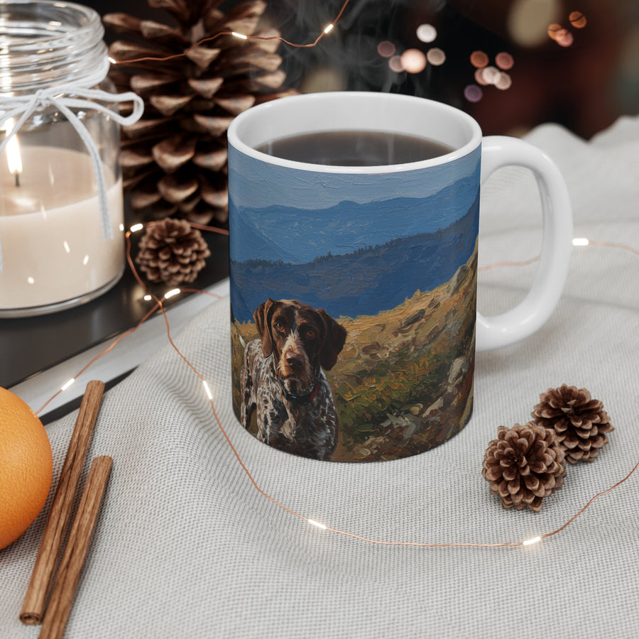Acrylic German Shorthaired Pointer - Mountain Overlook | Ceramic Mug 11oz
