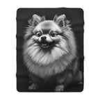 Pomeranian Charcoal Portrait Sherpa Fleece Blanket | Dog Lover Gift — secondary view