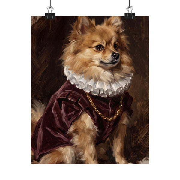 Pomeranian Renaissance Royal Portrait Matte Poster, Regal Dog Art Print, Pomeranian Lover Gift, Wall Art