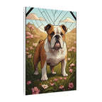 English Bulldog Stained Glass Canvas Print, Dog Wall Art Decor, Pet Lover Gift, Dog Art, Housewarming Gift