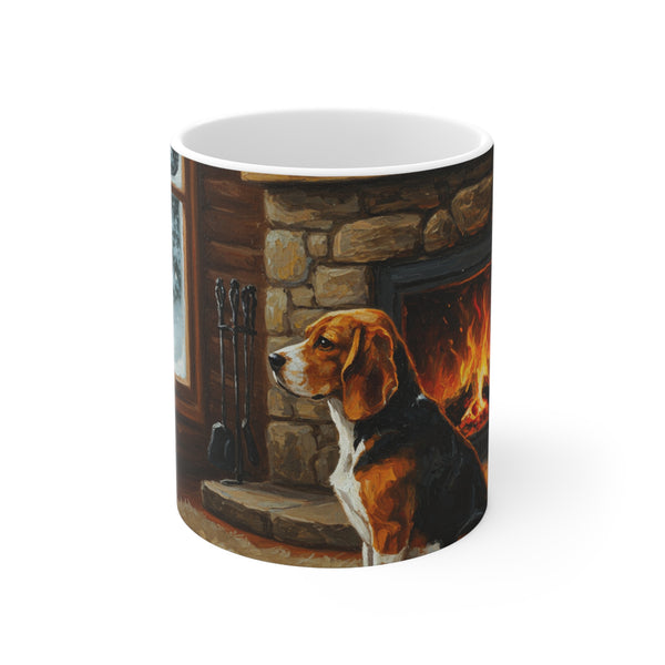 Acrylic Beagle - Winter Hearth | Ceramic Mug 11oz