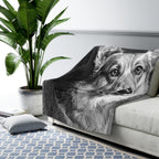 Corgi Charcoal Portrait Throw Blanket | Premium Dog Art | Tritan