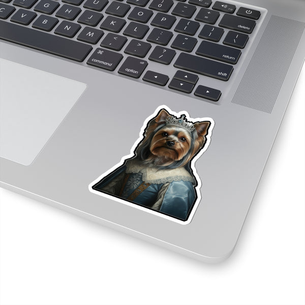 Yorkshire Terrier Kings & Queens Royal Portrait Sticker, Dog Portrait Vinyl Decal, Kiss-Cut Sticker, Yorkshire Terrier Lover Gift — Lifestyle View