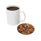 Golden Retriever Stained Glass Warm Jewel Cork Back Coaster | Dog Lover Gift