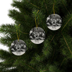 Pack of 3 Dachshund memorial ornaments on a Christmas tree