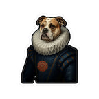 English Bulldog Renaissance Royal Portrait Sticker, Dog Portrait Vinyl Decal, Kiss-Cut Sticker, English Bulldog Lover Gift