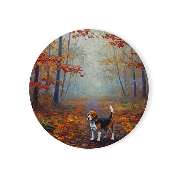 Acrylic Beagle - Autumn Woods | Cork Back Coaster