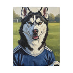 Siberian Husky Oil Painting Soccer Portrait Canvas Art | Dog Wall Decor | Pet Lover Gift for Sports Fans