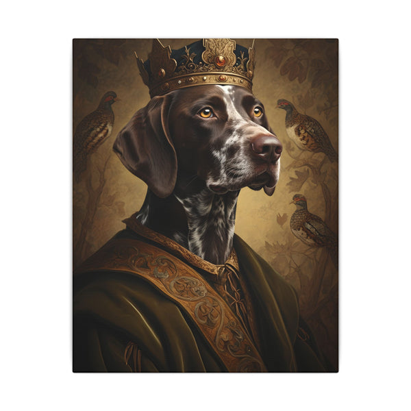 German Shorthaired Pointer Renaissance Royal Portrait Canvas Wall Art, Regal Dog Painting, German Shorthaired Pointer Lover Gift, Stretched Canvas