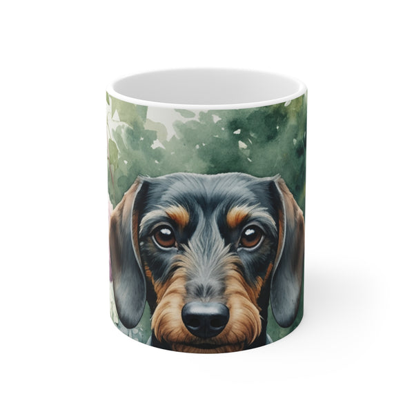 Dachshund Watercolor Garden Peek Coffee Mug | Premium Dog Prints | Tritan