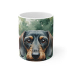 Dachshund Watercolor Garden Peek Gift Set — Mug + Coaster + Sticker | Tritan