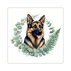 German Shepherd Watercolor Botanical Wreath Kiss-Cut Stickers | Premium Dog Prints | Tritan — view 3 of 12