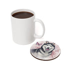 Siberian Husky Watercolor Butterfly Bloom Drink Coaster | Premium Dog Prints | Tritan