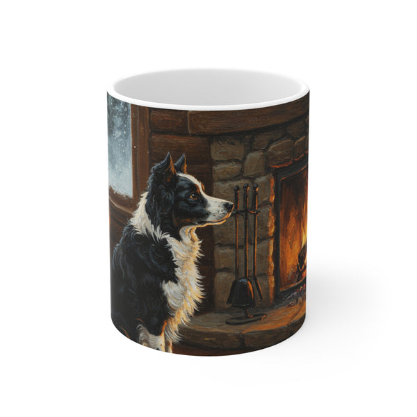 Acrylic Border Collie - Winter Hearth | Ceramic Mug 11oz