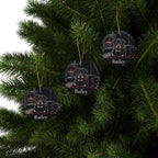 Pack of 3 Rottweiler Christmas ornaments on a Christmas tree