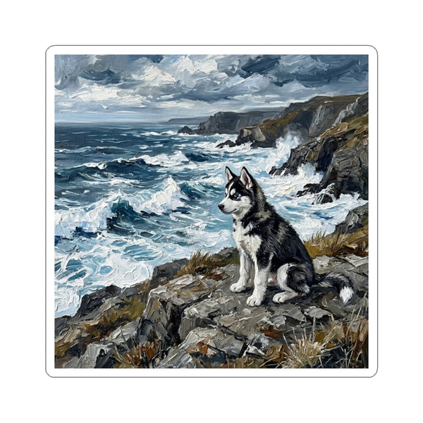 Acrylic Gallery Print Siberian Husky - Coastal Cliffside | Kiss-Cut Stickers — primary view