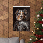 Australian Shepherd Medieval Knight Portrait Matte Poster, Regal Dog Art Print, Australian Shepherd Lover Gift, Wall Art