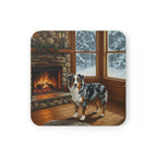 Acrylic Australian Shepherd - Winter Hearth | Cork Back Coaster
