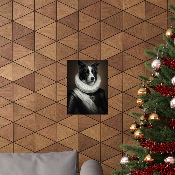 Border Collie Renaissance Royal Portrait Matte Poster, Regal Dog Art Print, Border Collie Lover Gift, Wall Art — Lifestyle View