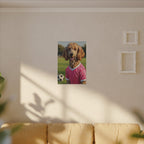 Poodle Oil Painting Soccer Portrait Wall Art, Poodle Mom Gift, Dog Lover Decor, Stretched Canvas Print