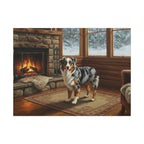 Australian Shepherd Canvas Wall Art Print | Aussie Dog Lover Gift | Dog Art Home Decor | Stretched Acrylic Painting Style