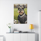 Miniature Schnauzer Soccer Portrait Oil Painting Canvas Wall Art, Schnauzer Dog Lover Gift, Pet Decor, Sports Fan Home Decor