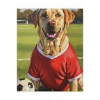 Labrador Retriever Oil Painting Soccer Portrait Canvas, Lab Dog Wall Art Decor, Sports Fan Gift for Home, Pet Art