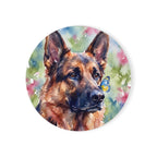 German Shepherd Watercolor Drink Coaster by Tritan — front studio view