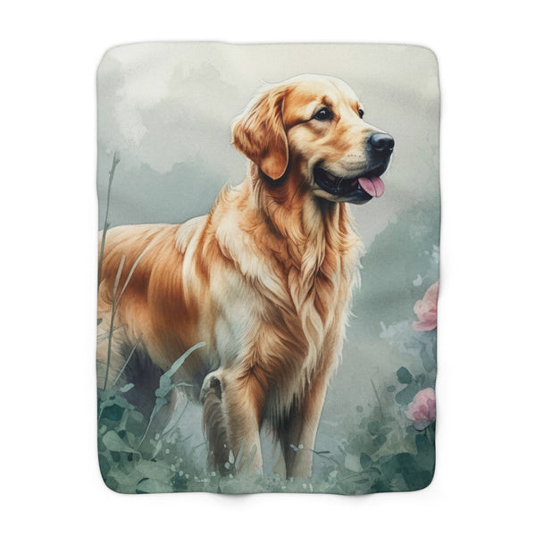Golden Retriever Watercolor Rain Garden Throw Blanket | Premium Dog Prints | Tritan
