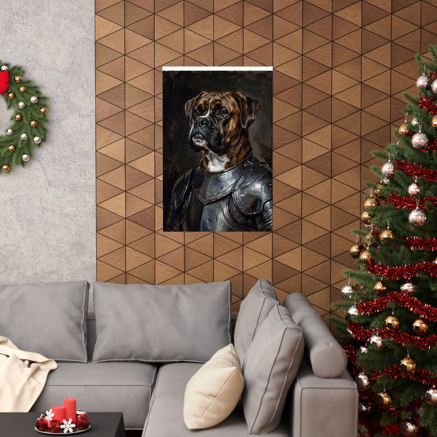 Boxer Medieval Knight Portrait Matte Poster, Regal Dog Art Print, Boxer Lover Gift, Wall Art