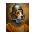 Beagle Medieval Knight Portrait Matte Poster, Regal Dog Art Print, Beagle Lover Gift, Wall Art