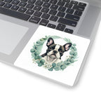 French Bulldog Watercolor Botanical Wreath Kiss-Cut Stickers | Premium Dog Prints | Tritan — view 7 of 12