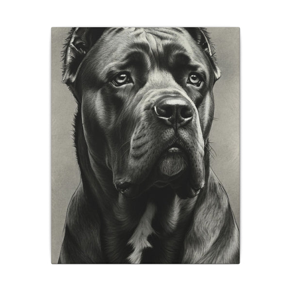 Cane Corso Charcoal Portrait Canvas Wall Art | Dog Lover Gift | Stretched Canvas Print | Modern Pet Decor