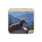 Acrylic Dachshund - Mountain Overlook | Cork Back Coaster
