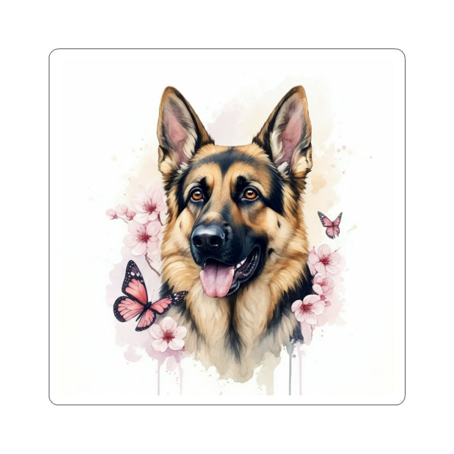 German Shepherd Watercolor Butterfly Bloom Gift Set — Mug + Coaster + Sticker | Tritan
