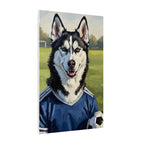 Siberian Husky Oil Painting Soccer Portrait Canvas Art | Dog Wall Decor | Pet Lover Gift for Sports Fans