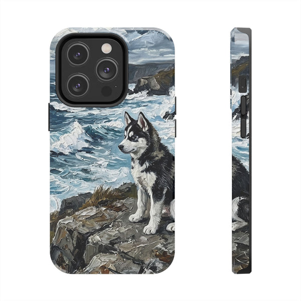 Acrylic Gallery Print Siberian Husky - Coastal Cliffside | Tough Phone Case