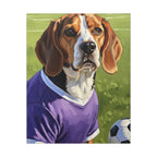 Beagle Soccer Portrait Oil Painting Canvas Print, Dog Wall Art Decor, Pet Lover Gift