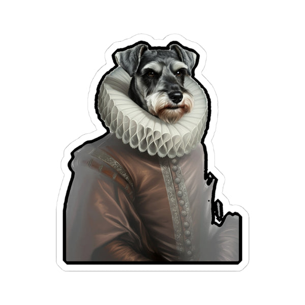 Miniature Schnauzer Renaissance Royal Portrait Sticker, Dog Portrait Vinyl Decal, Kiss-Cut Sticker, Miniature Schnauzer Lover Gift
